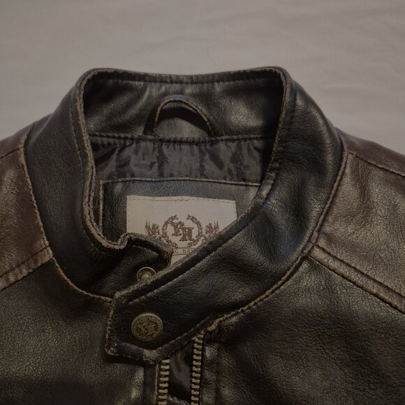 Toxic Hazard Brown Distressed Moto Jacket Size L - Picture 6 of 12